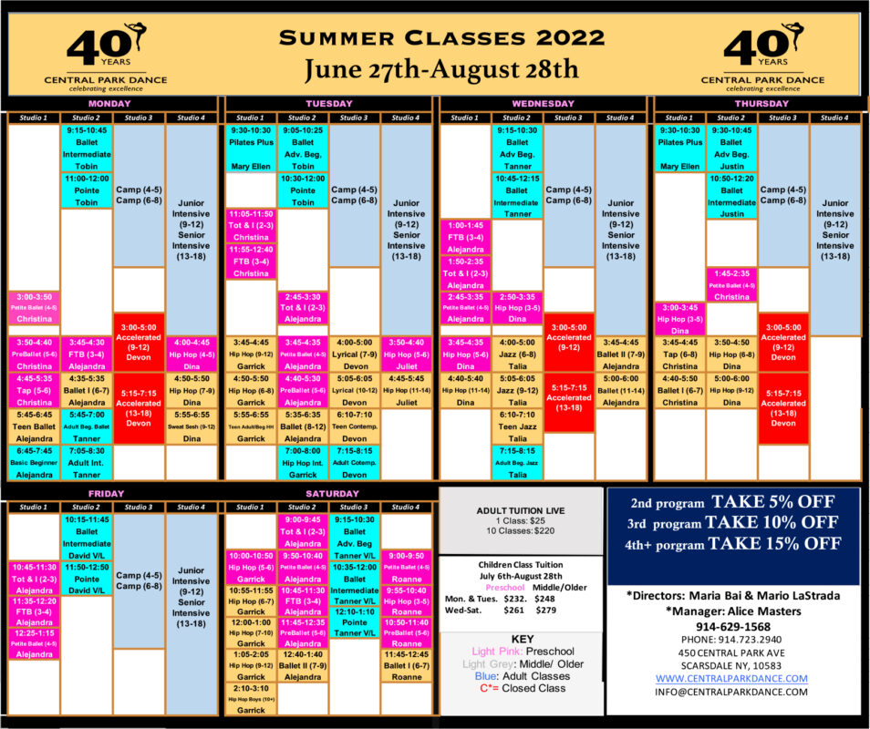 Summer 2022 Class Schedule